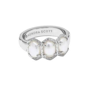 NEW KENDRA SCOTT women's daphne band ring in silver ivory mother of pearl